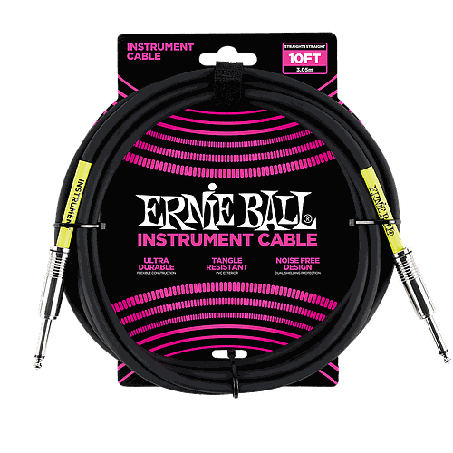 Ernie Ball - Cable para Instrumento, Color: Negro Tamaño: 3.04 mts. Recto/Recto Mod.6048