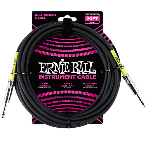 Ernie Ball - Cable para Instrumento, Color: Negro Tamaño: 6.09 mts. Recto/Recto Mod.6046