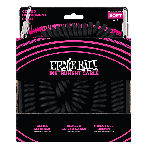 Ernie Ball - Cable para Instrumento, Color: Negro Tamaño: 9.14 mts. Recto/Recto Mod.6044