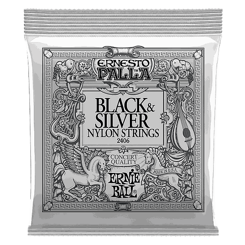 Ernie Ball - Encordado para Guitarra Clásica Ernesto Palla Black & Silver, Nylon Mod.2406