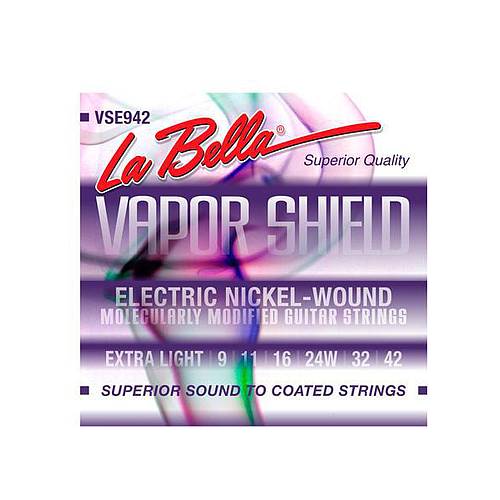 La Bella - Encordado Vapor Shield para Guitarra Eléctrica, Extra Light 9-42 Mod.VSE942
