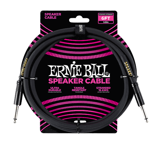 Ernie Ball - Cable para Bafle de 1.83 mts., Color: Negro Rec./Rec. Mod.6072