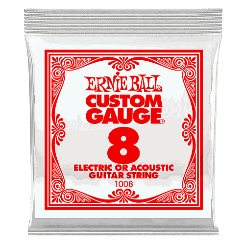 Ernie Ball - Cuerdas Custom para Guitarra Eléctrica, 6 Piezas Acero .008 Mod.1008