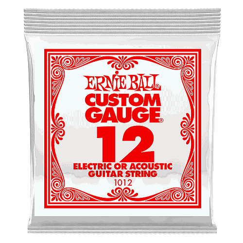 Ernie Ball - Cuerdas Custom para Guitarra Eléctrica, 6 Piezas Acero .012 Mod.1012