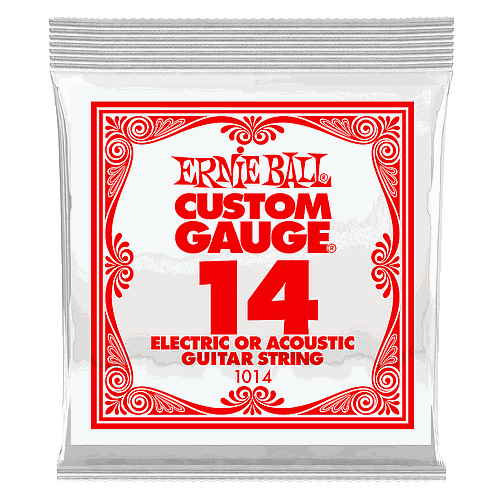 Ernie Ball - Cuerdas Custom para Guitarra Eléctrica, 6 Piezas Acero .014 Mod.1014