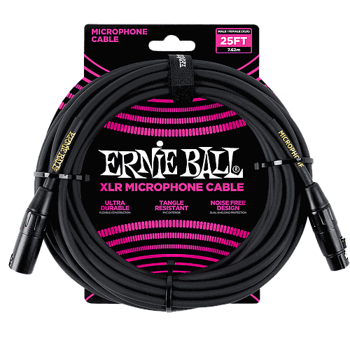 Ernie Ball - Cable para Micrófono de 7.62 mts., Color: Negro Mod.6073