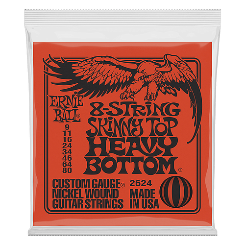 Ernie Ball - Encordado Skynny Top/Heavy Bottom para Guitarra Eléctrica de 8 Cuerdas Mod.2624