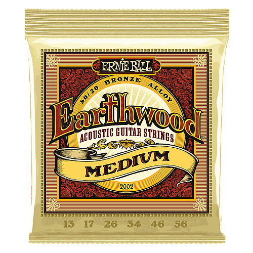 Ernie Ball - Encordado Earthwood Medium 80/20 para Guitarra Acústica, Calibre: 13-56 Mod.2002