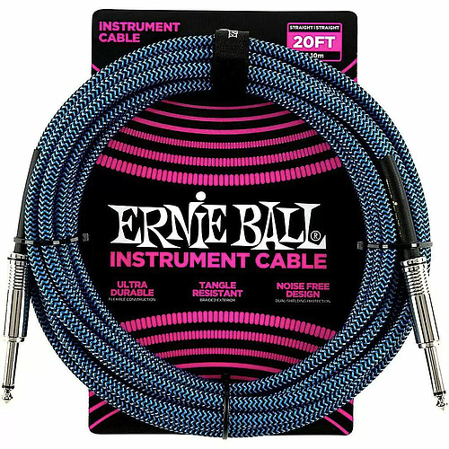 Ernie Ball - Cable de Audio Recto/Angulado para Instrumento, Tamaño: 6.10 mts. Mod.6087