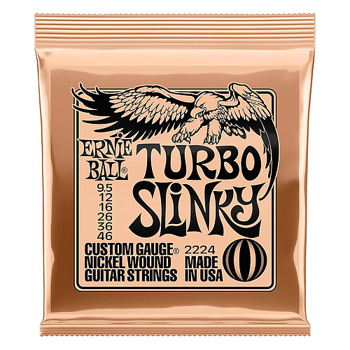 Ernie Ball - Encordado Turbo Slinky para Guitarra Eléctrica, Niquel 0.0095 - 0.046 Mod.2224