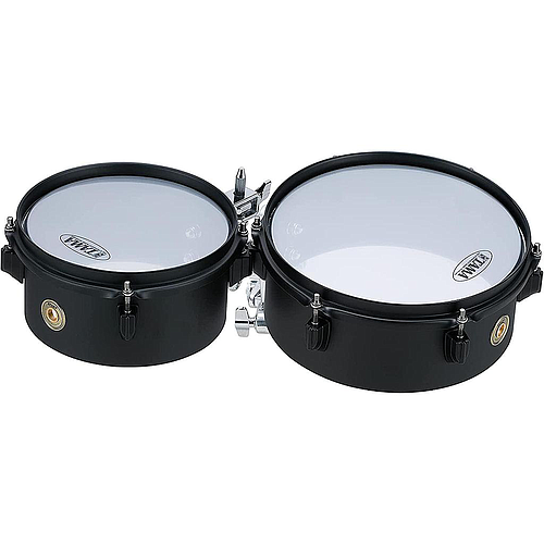 Tama - Mini Timbales Metalworks 4" X 8" + 4" X 10" con Soporte, Color: Negro Mod.MT810STBK