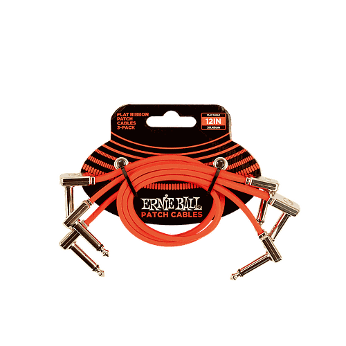 Ernie Ball - 3 Cables de Audio Angulado/Angulado, Tamaño: 0.3048 Mts., Color: Rojo Mod.6403
