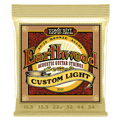 Ernie Ball - Encordado Earthwood Custom Light Para Guitarra Acústica, Bronce 0.0115-0.054 Mod.2007