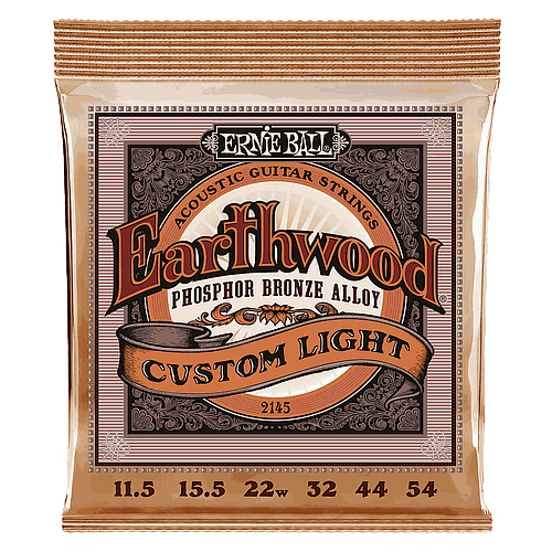 Ernie Ball - Encordado Earthwood Custom Light Para Guitarra Acústica, Bronce Fosforado 0.0115-0.054 Mod.2145