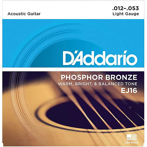 D'Addario - Encordado para Guitarra Acústica Phosphor Bronze, Light 12-53 Mod.EJ16