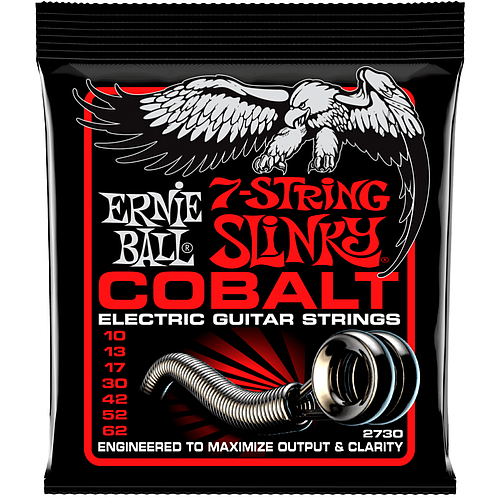 Ernie Ball - Encordado Slinky Cobalt para Guitarra Eléctrica de 7 Cuerdas, 10-62 Mod.2730