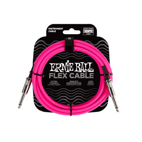 Ernie Ball - Cable de Audio 3.048 Mts., Rosa (Recto/Recto) Mod.6413