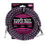 Ernie Ball - Cable Recubierto para Instrumento de 7.62 mts., Color: Negro/Azul/Rojo/Blanco Ang./ Rec. Mod.6063