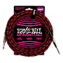 Ernie Ball - Cable de Audio Recto/Recto, Tamaño: 7.620 Mts., Color: Rojo/Negro Mod.6398